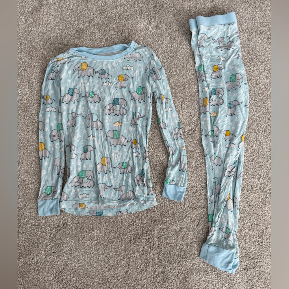 Little Sleepies Light Blue Elephant Print Pajama Set 5/6